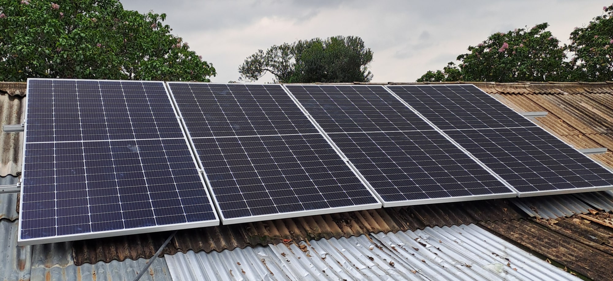 4pcs 550w monocrystalline solar panels setup for 3kw 24v solar system installation at Soysambu, Nakuru County