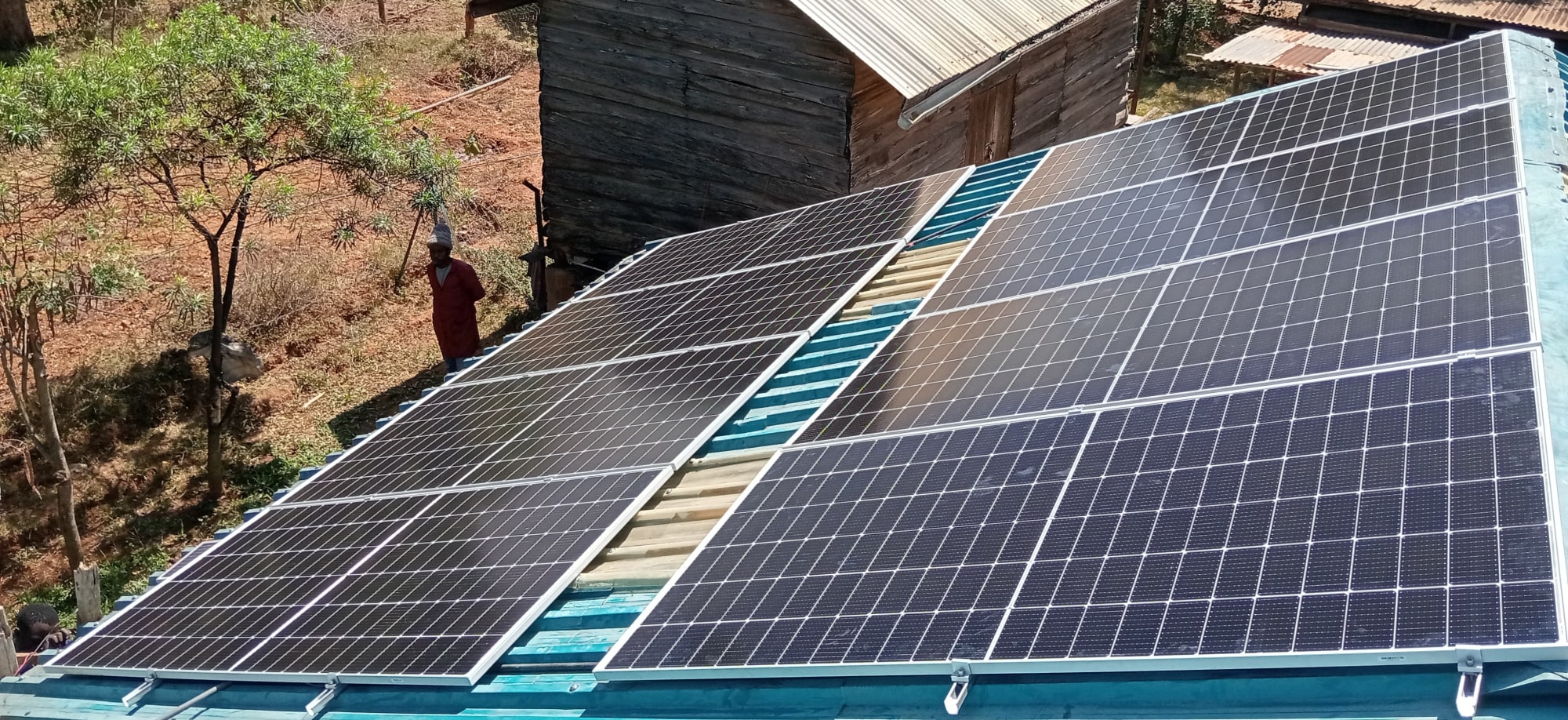 8pcs 550w JA monocrystalline solar panels setup for 5kW 48V solar system at Kithimani, yatta