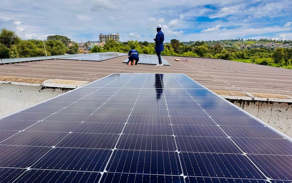 Our team at work - solar panels installation